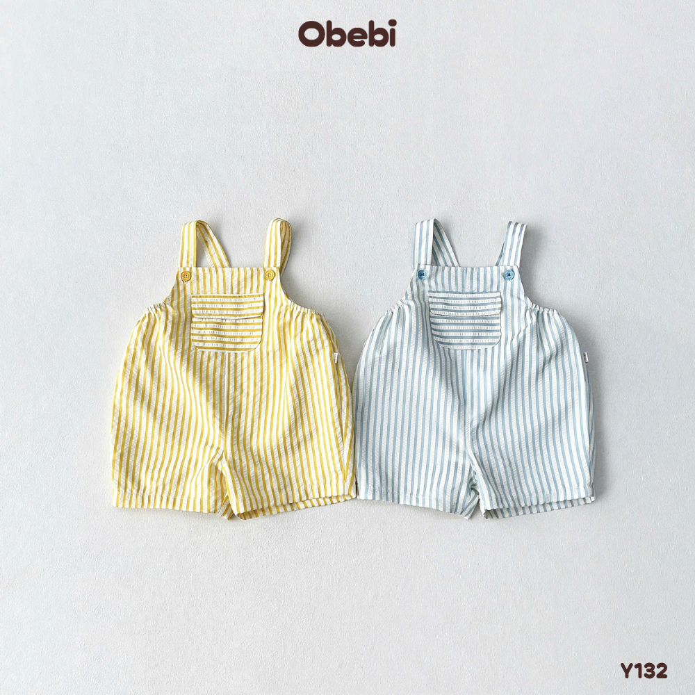 Yếm Kẻ Mùa Hè Gắn Tag Cá Heo Obebi Cho Bé Trai Bé Gái Từ 8 - 22kg Y132