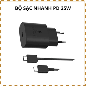 Combo Bộ Sạc Nhanh 25W PD USB-C Kèm Cáp Type-C - Sạc Siêu Nhanh, Dùng Cho Điện Thoại Hỗ Trợ PD