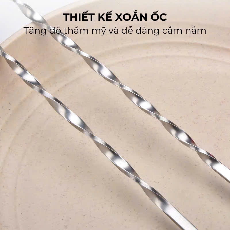 Muỗng Khuấy Pha Chế Inox 2 Đầu Bar Spoon Dài 26cm, 32cm Chuyên Dụng Quầy Bar