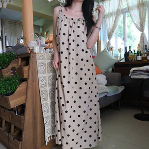 Váy Ngủ Nữ 2 Dây Dáng Dài Chấm Bi – Đồ Mặc Nhà Form Suông Rộng Nhẹ Nhàng Phong Cách Vintage