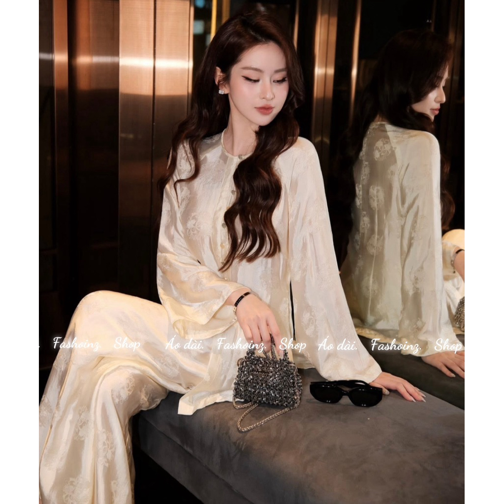 Áo dài bà ba với thiết kế tân thời vải tằm cùng chất cả bộ mát nhé mắc rất rũ áo tôn dáng