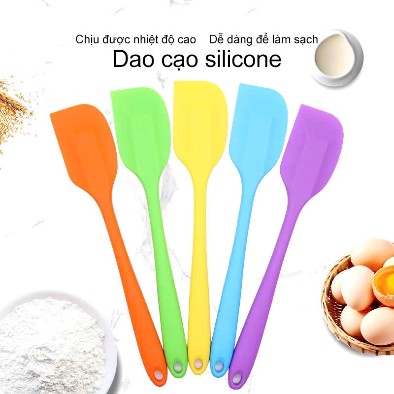 Phới Dẹt Silicon Spatula Vét Bột Phết Kem Làm Bánh Chịu Nhiệt 21cm, 28cm