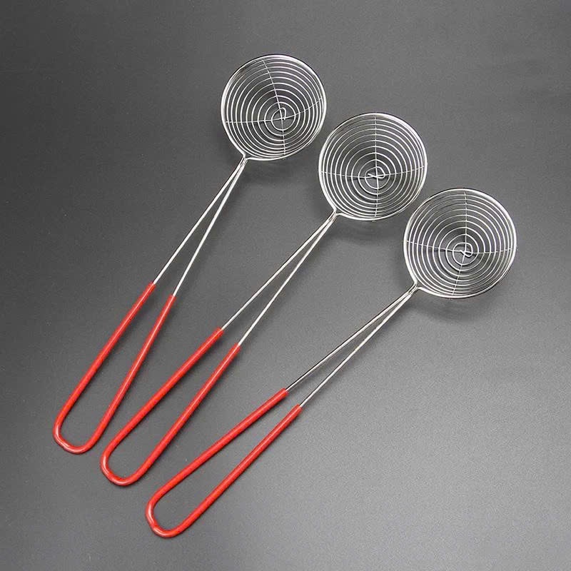 Vợt Múc Trân Châu Inox Cán Đỏ Lưới Lọc Mịn Vớt Topping Trà Sữa Tiện Lợi Bền Đẹp