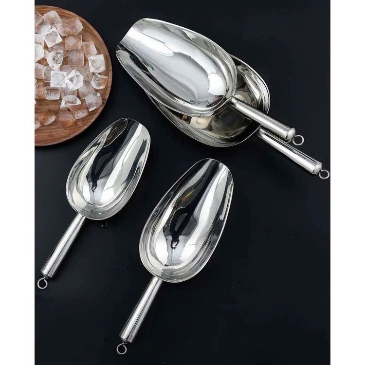 Vá Xúc Đá Inox 304 Cao Cấp Muỗng Xúc Đá Nhiều Size Không Gỉ Dùng Pha Chế Tiện Lợi