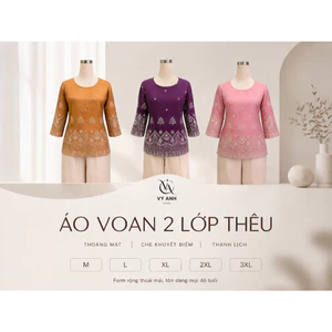 Áo Kiểu Trung Niên Voan Tơ Hàn 2 Lớp Thiết Kế Đẹp, Cao Cấp, Sang Trọng AN3979 Quà Tặng Mẹ Nữ U40 U50