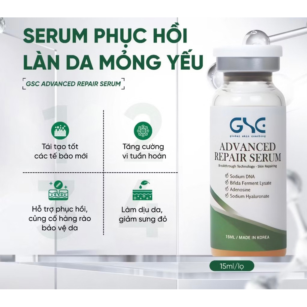 Serum Phục Hồi Da Giảm Đỏ Chống Lão Hóa GSC Advanced Repair Serum 15ml