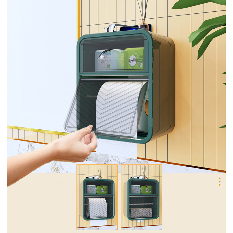 Hộp Giấy Vệ Sinh Đa Năng, Giá Đựng Bông Tẩy Trang, Hộp Treo Nhà Tắm Tiện Dụng (móc dán trong ngăn kéo)