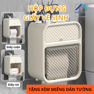 Hộp Giấy Vệ Sinh Đa Năng, Giá Đựng Bông Tẩy Trang, Hộp Treo Nhà Tắm Tiện Dụng (móc dán trong ngăn kéo)