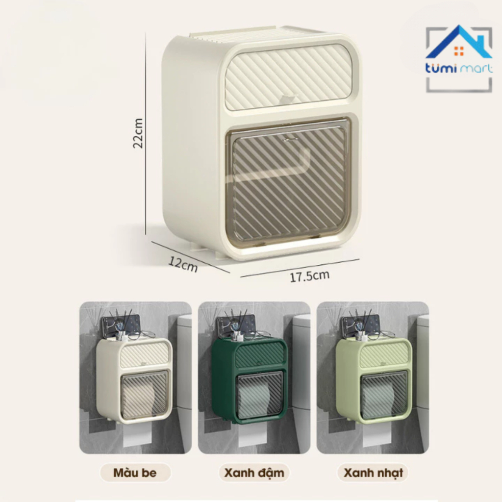 Hộp Giấy Vệ Sinh Đa Năng, Giá Đựng Bông Tẩy Trang, Hộp Treo Nhà Tắm Tiện Dụng (móc dán trong ngăn kéo)
