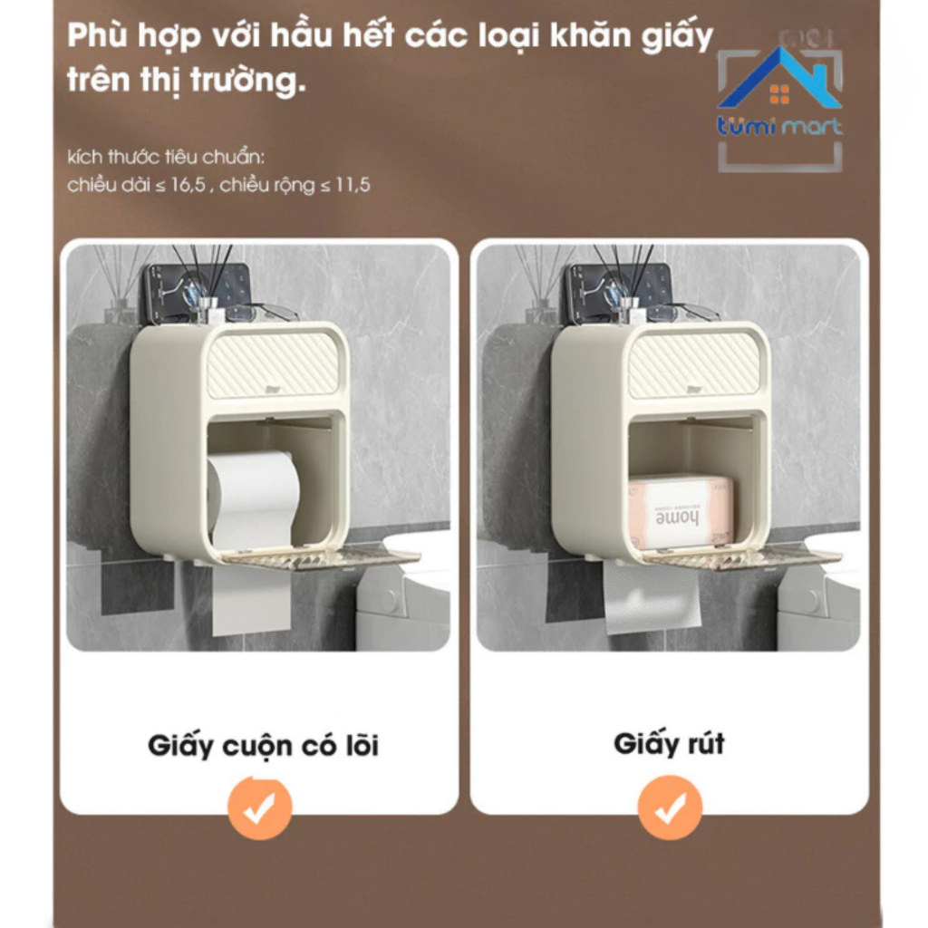 Hộp Giấy Vệ Sinh Đa Năng, Giá Đựng Bông Tẩy Trang, Hộp Treo Nhà Tắm Tiện Dụng (móc dán trong ngăn kéo)