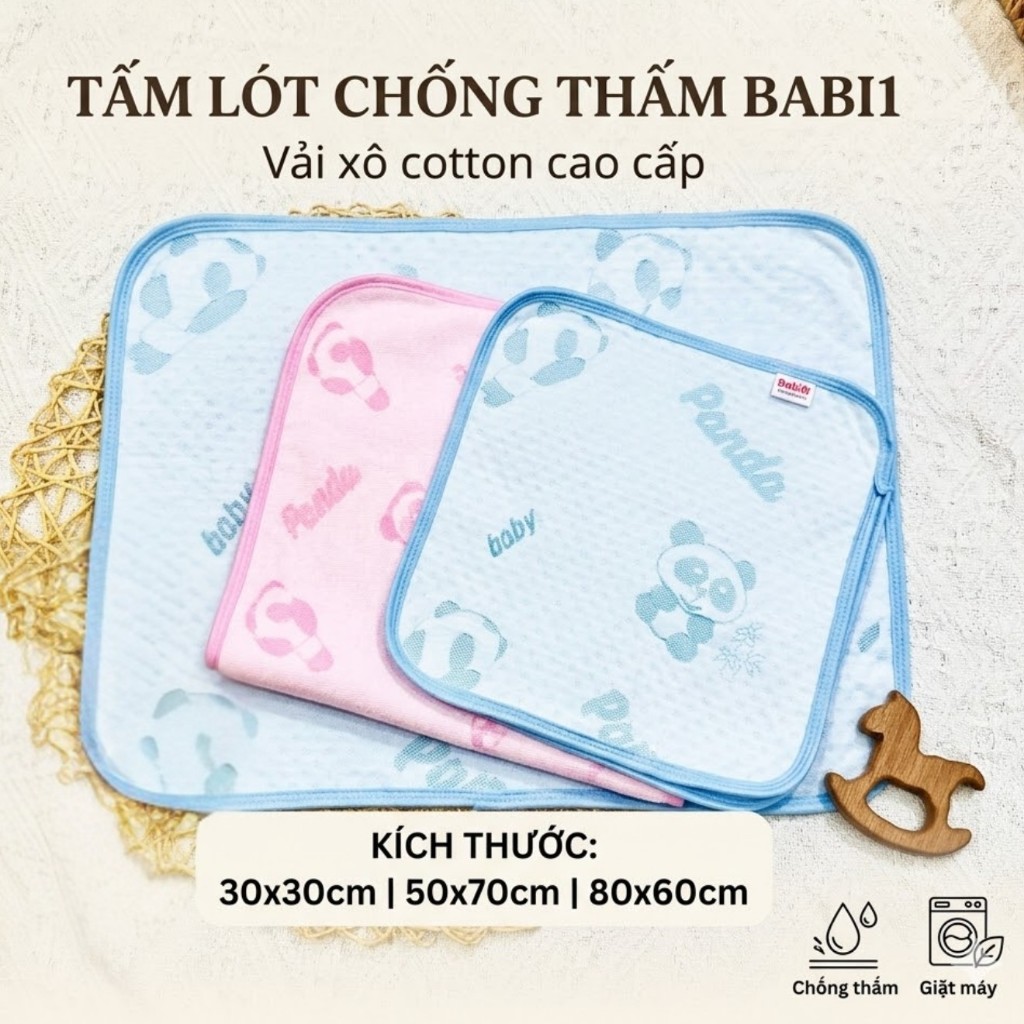 Tấm Lót Chống Thấm Babi1 4 Lớp Cotton Cao Cấp Cho Bé Sơ Sinh, Mẹ Bầu Đi Sinh & Người Già
