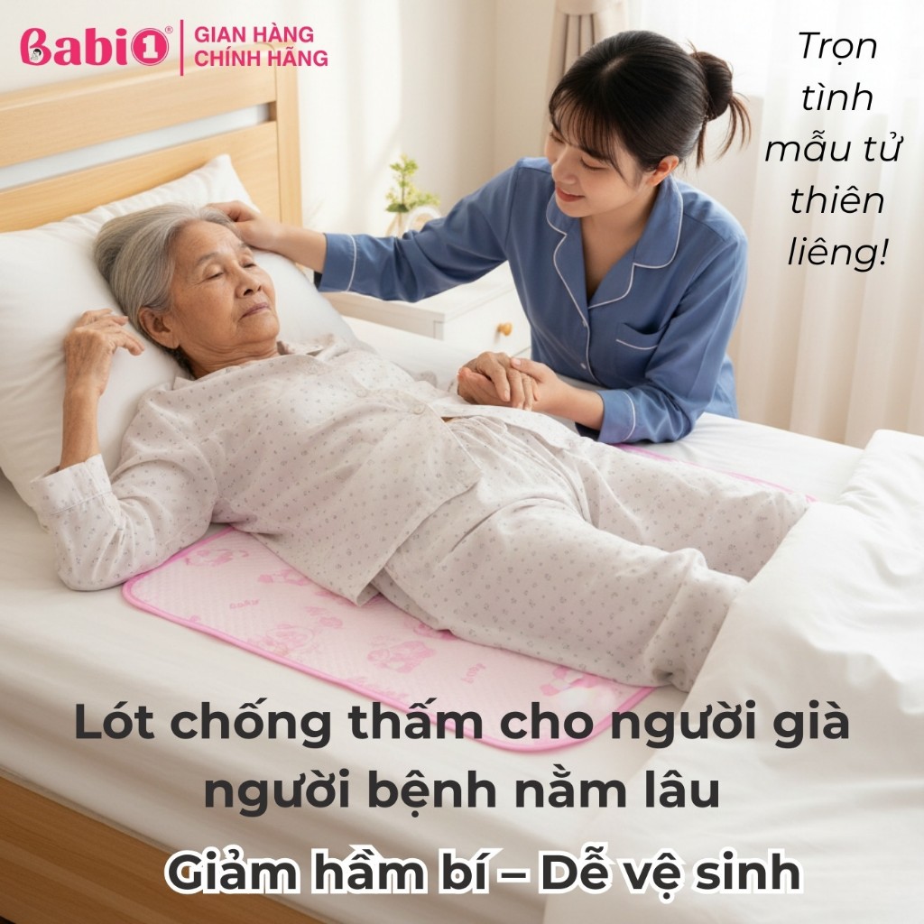 Tấm Lót Chống Thấm Babi1 4 Lớp Cotton Cao Cấp Cho Bé Sơ Sinh, Mẹ Bầu Đi Sinh & Người Già