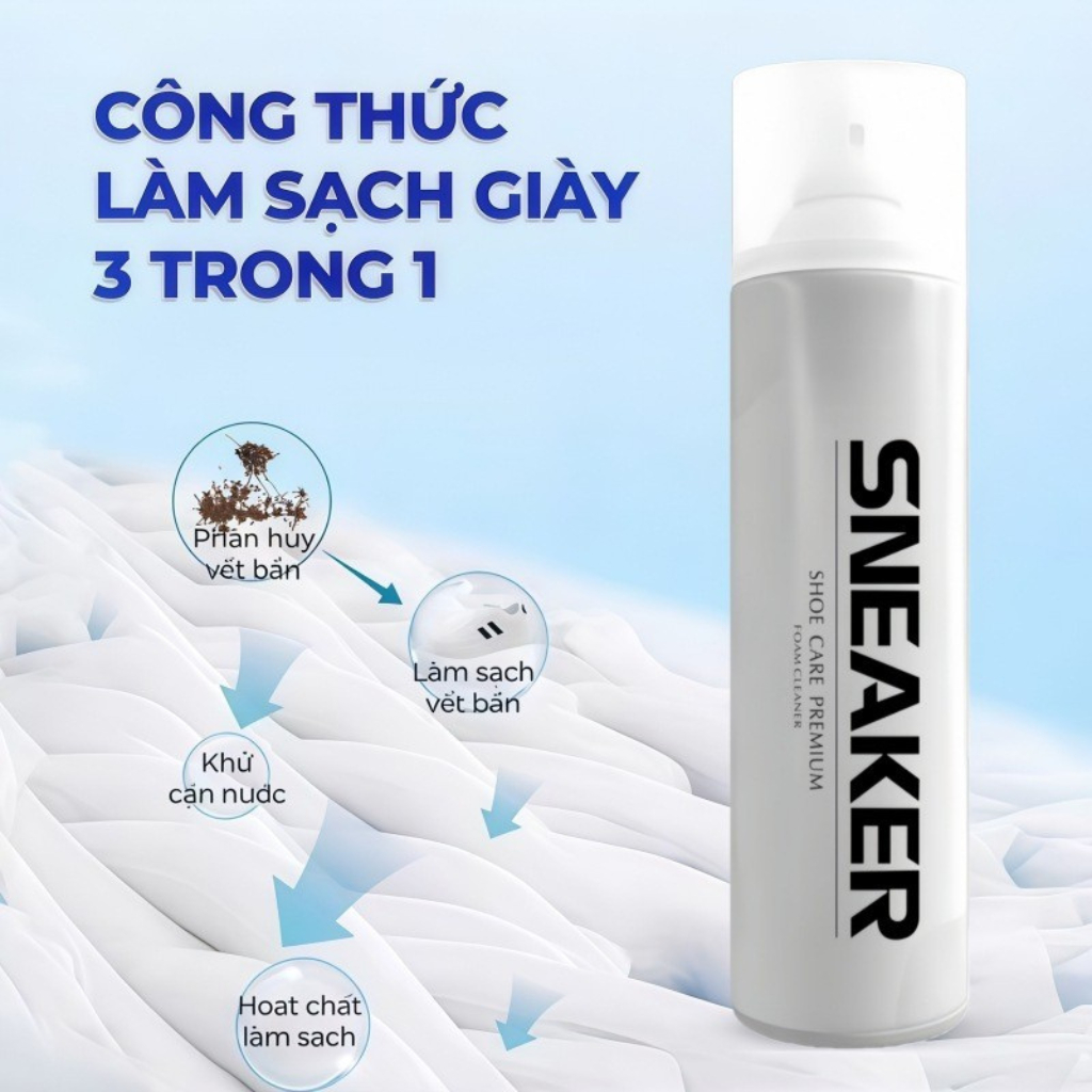 Chai Xịt Vệ Sinh Giày Sneaker GETO 300ml – Bọt Giặt Khô Làm Sạch Giày Thể Thao, Khử Mùi