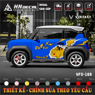 Tem dán xe VF3 - Decal dán xe vf3 mẫu tem pikachu ( mẫu vf3 - 169 )