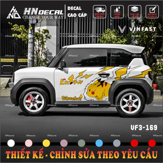 Tem dán xe VF3 - Decal dán xe vf3 mẫu tem pikachu ( mẫu vf3 - 169 )