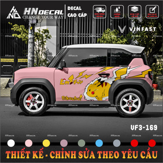 Tem dán xe VF3 - Decal dán xe vf3 mẫu tem pikachu ( mẫu vf3 - 169 )