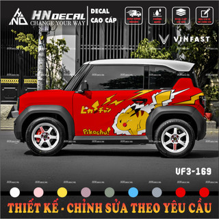 Tem dán xe VF3 - Decal dán xe vf3 mẫu tem pikachu ( mẫu vf3 - 169 )