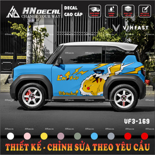 Tem dán xe VF3 - Decal dán xe vf3 mẫu tem pikachu ( mẫu vf3 - 169 )