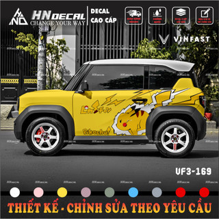 Tem dán xe VF3 - Decal dán xe vf3 mẫu tem pikachu ( mẫu vf3 - 169 )