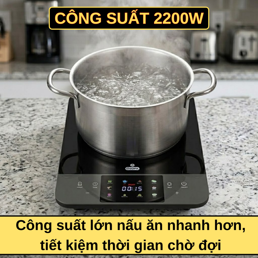 Bếp từ Gropa G2-609 chính hãng, bếp điện từ công suất lớn 2200W với 10 chế độ nấu đa dạng, sôi nhanh