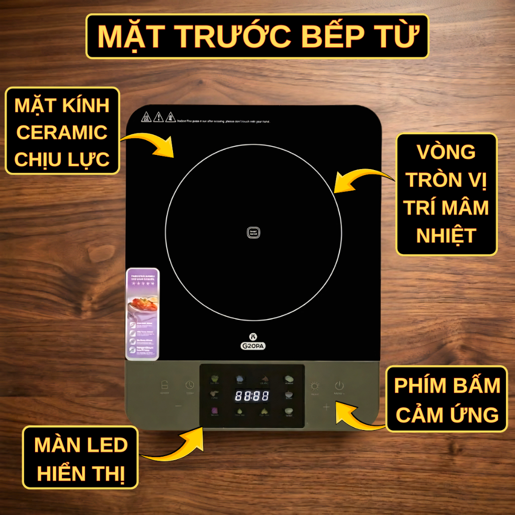 Bếp từ Gropa G2-609 chính hãng, bếp điện từ công suất lớn 2200W với 10 chế độ nấu đa dạng, sôi nhanh