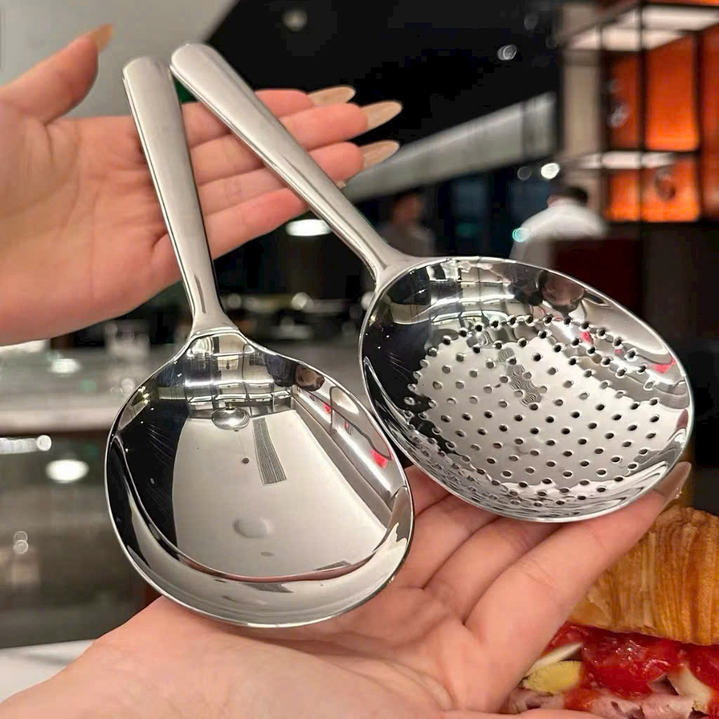 Set 2 thìa inox Hàn Quốc, muôi thủng chất liệu cao cấp dày dặn bền đẹp ,tiện lợi