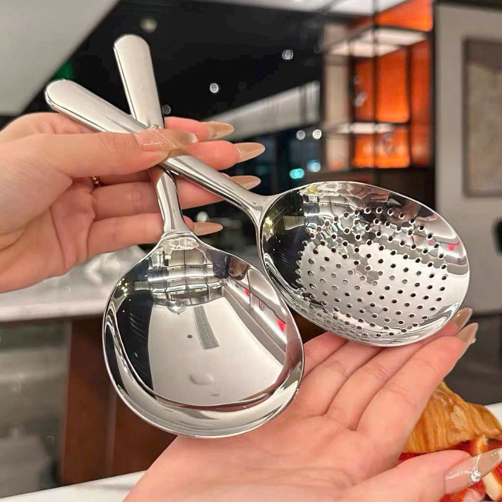 Set 2 thìa inox Hàn Quốc, muôi thủng chất liệu cao cấp dày dặn bền đẹp ,tiện lợi