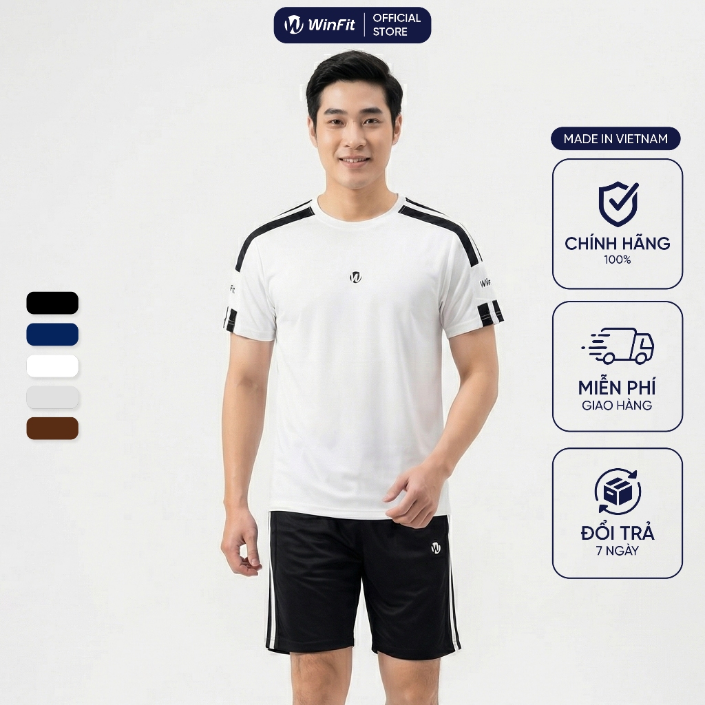 Đồ Bộ Nam Mùa Hè Cộc Tay WINFIT MotionLine - Bộ Quần Áo Thể Thao Nam Form Regular Thoáng Khí Siêu Mát WBN002