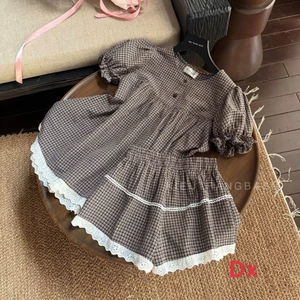 Đầm Babydoll Caro Vintage Tay Phồng Phối Ren Ngọt Ngào