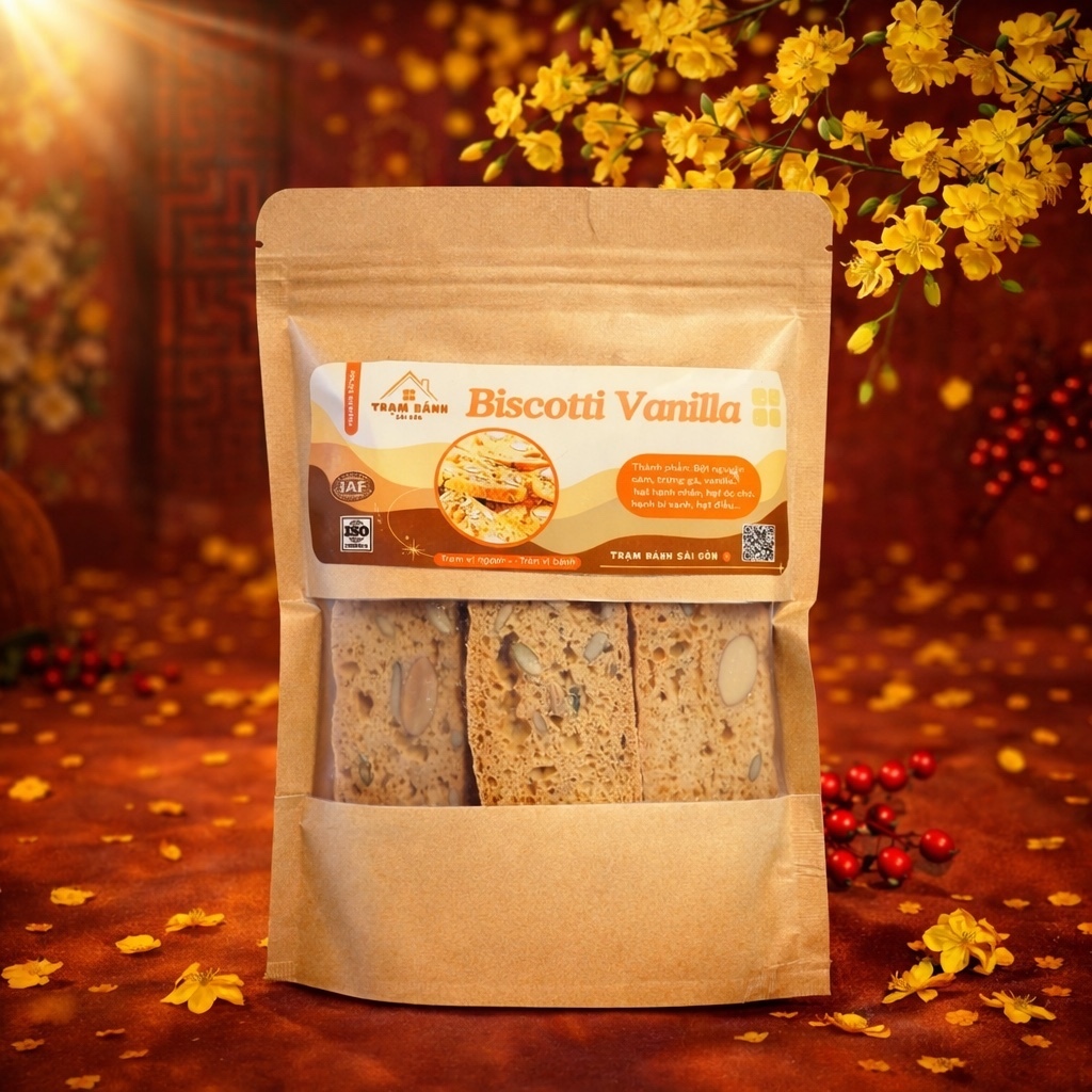 Biscotti Nguyên Cám Nhiều Hạt 100g – Thơm Bùi, Ít Ngọt | Trạm Bánh Sài Gòn