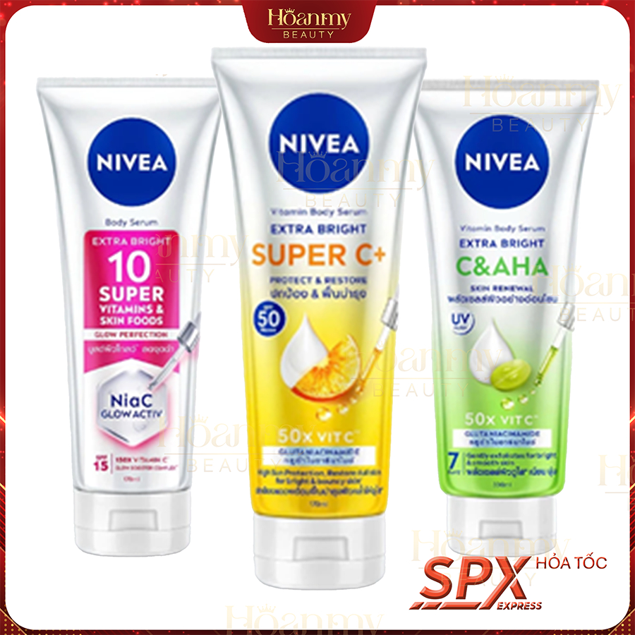 Serum Dưỡng Thể NIVEA 10 Super Vitamins & Skin Foods Sáng Da/Vitamin Extra Bright C&AHA Dưỡng Sáng