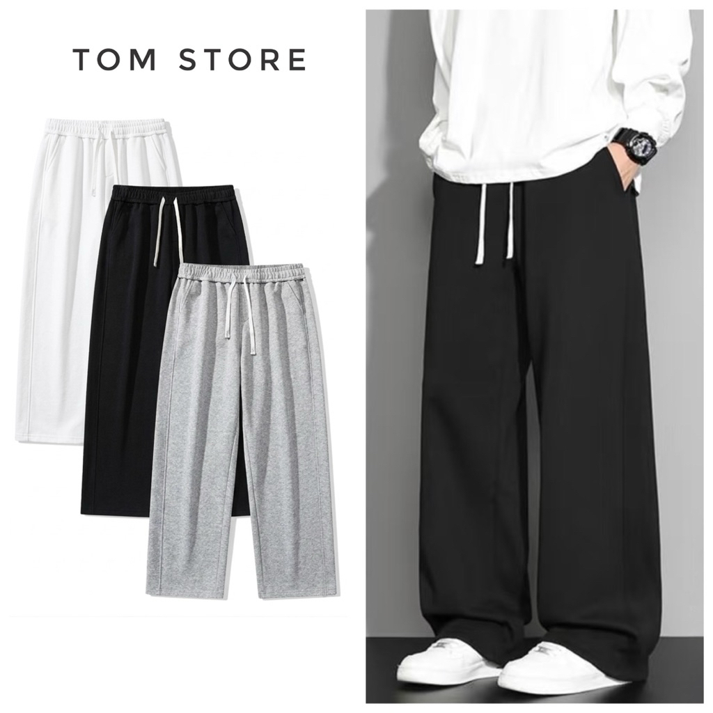 Quần thun đen ống rộng ống suông baggy nam nữ PHong cách unisex – vải co giãn tốt quần ulzzang