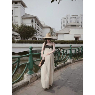 Váy Maxi Line 2 Dây Phối Ren Khánh Lê [Sẵn]