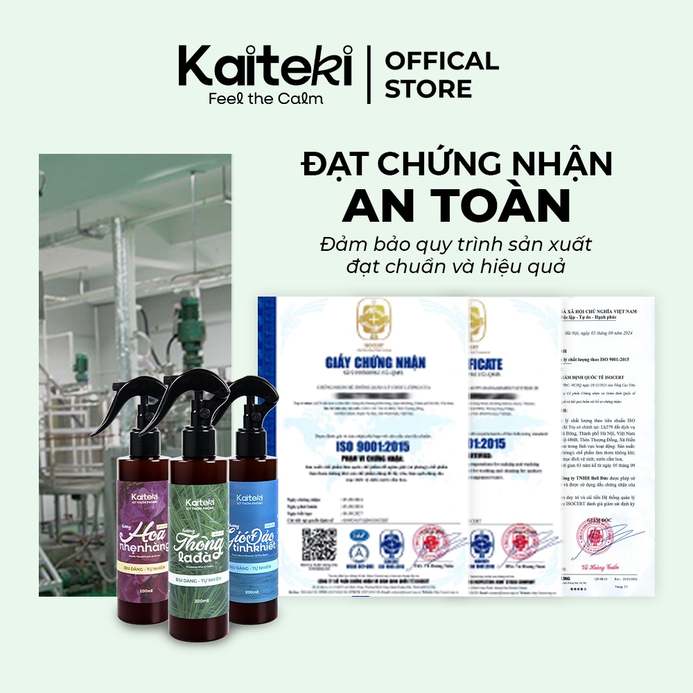 Xịt Thơm Quần Áo Kaiteki 100ml - Hương Nước Hoa Cho Quần Áo, Thơm Lâu 72H, Khử Mùi Vải - Mua 2 Tặng 1