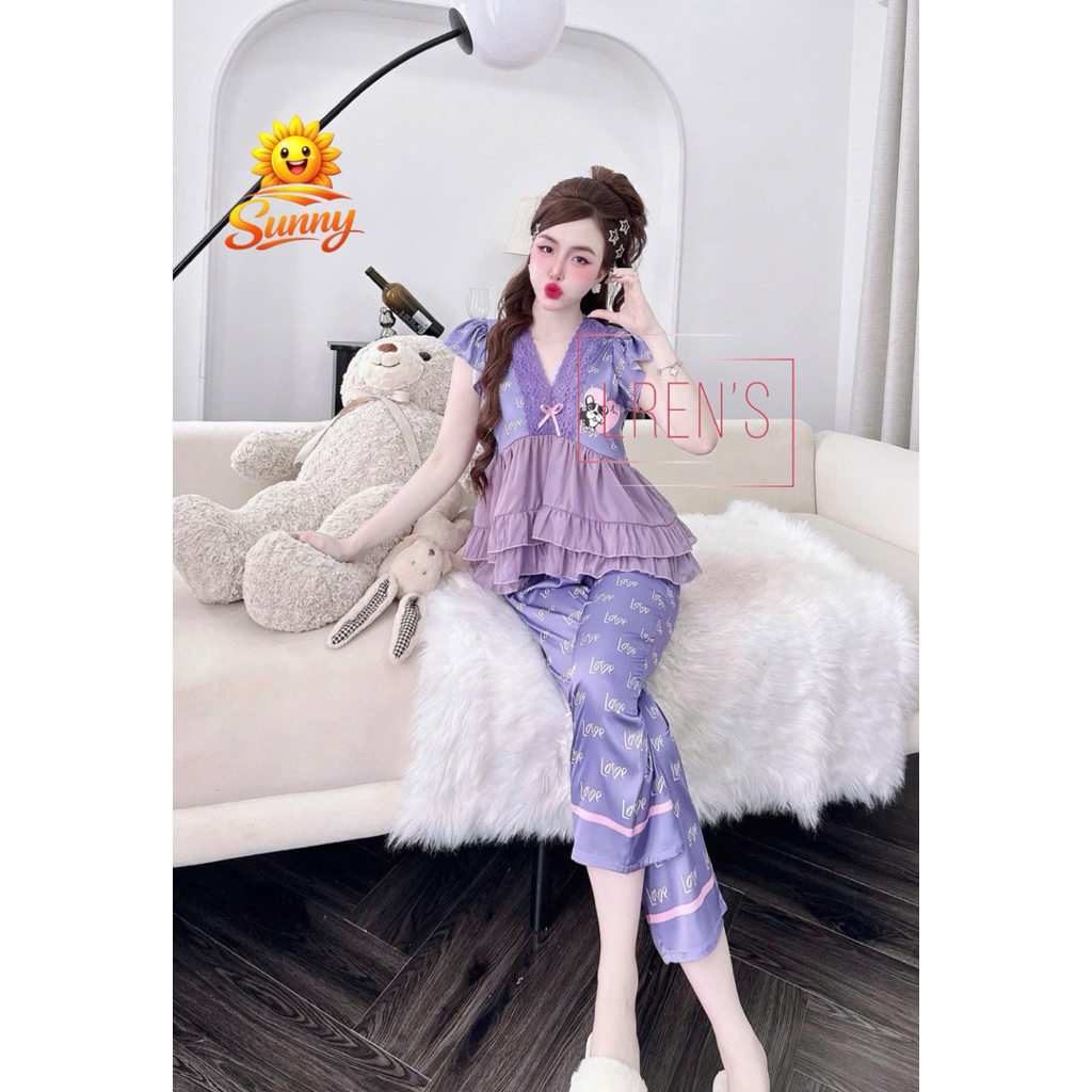 (5/3/2026)Lửng phom 9 tấc áo cổ V ren,phối tơ von,lụa latin mềm nhẹ mát