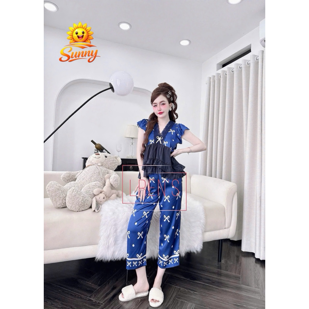 (5/3/2026)Lửng phom 9 tấc áo cổ V ren,phối tơ von,lụa latin mềm nhẹ mát