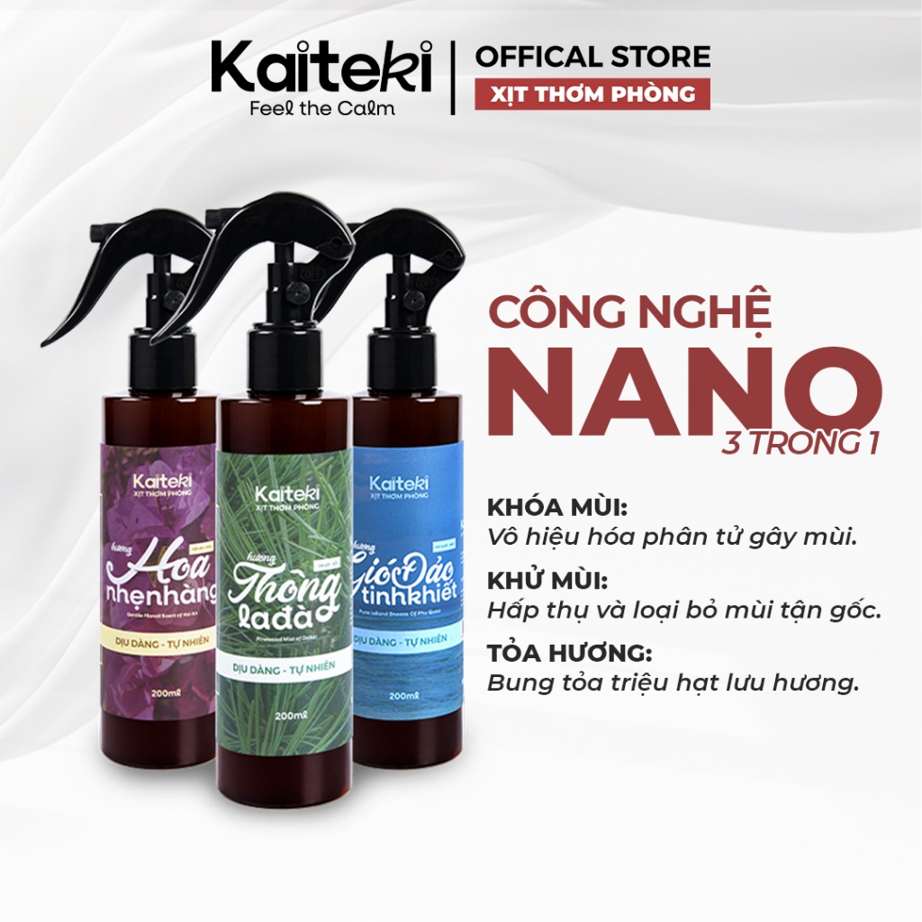 Xịt Thơm Phòng Kaiteki 200ml, Chai Xịt Phòng Thơm Lâu, Nước Hoa Phòng Cho Phòng Ngủ, Nhà Cửa, Ô Tô, Mua 2 Tặng 1
