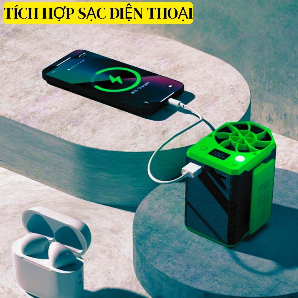 [TẶNG PHỤ KIỆN] Quạt Mini Đeo Thắt Lưng F13 - F17 Dung Lượng  10.000Mah Và 15.000Mah, Quạt Đeo Hông Kiêm Sạc Dự Phòng