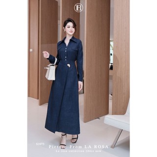 Set Váy Denim Dài LA ROSA Áo Sơ Mi Tay Dài Phối Chân Váy Jean Dáng A Sang Trọng S1073