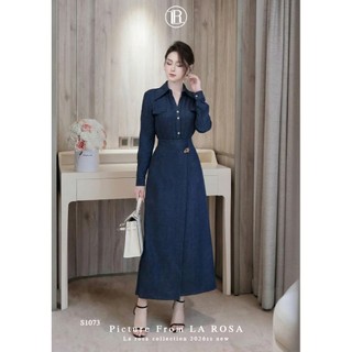 Set Váy Denim Dài LA ROSA Áo Sơ Mi Tay Dài Phối Chân Váy Jean Dáng A Sang Trọng S1073