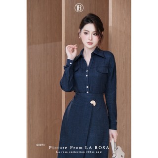 Set Váy Denim Dài LA ROSA Áo Sơ Mi Tay Dài Phối Chân Váy Jean Dáng A Sang Trọng S1073