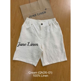 Quần short nam LINEN 100%, 200gsm, lưng thun. JUNE LINEN-QN26-01