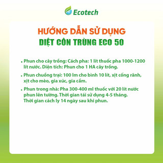 Diệt Muỗi, Diệt Côn Trùng ECO 50 (500ml) - Diệt Nhanh Các Loại Côn Trùng Gây Hại Cho Vườn Cây - An Toàn Sử Dụng