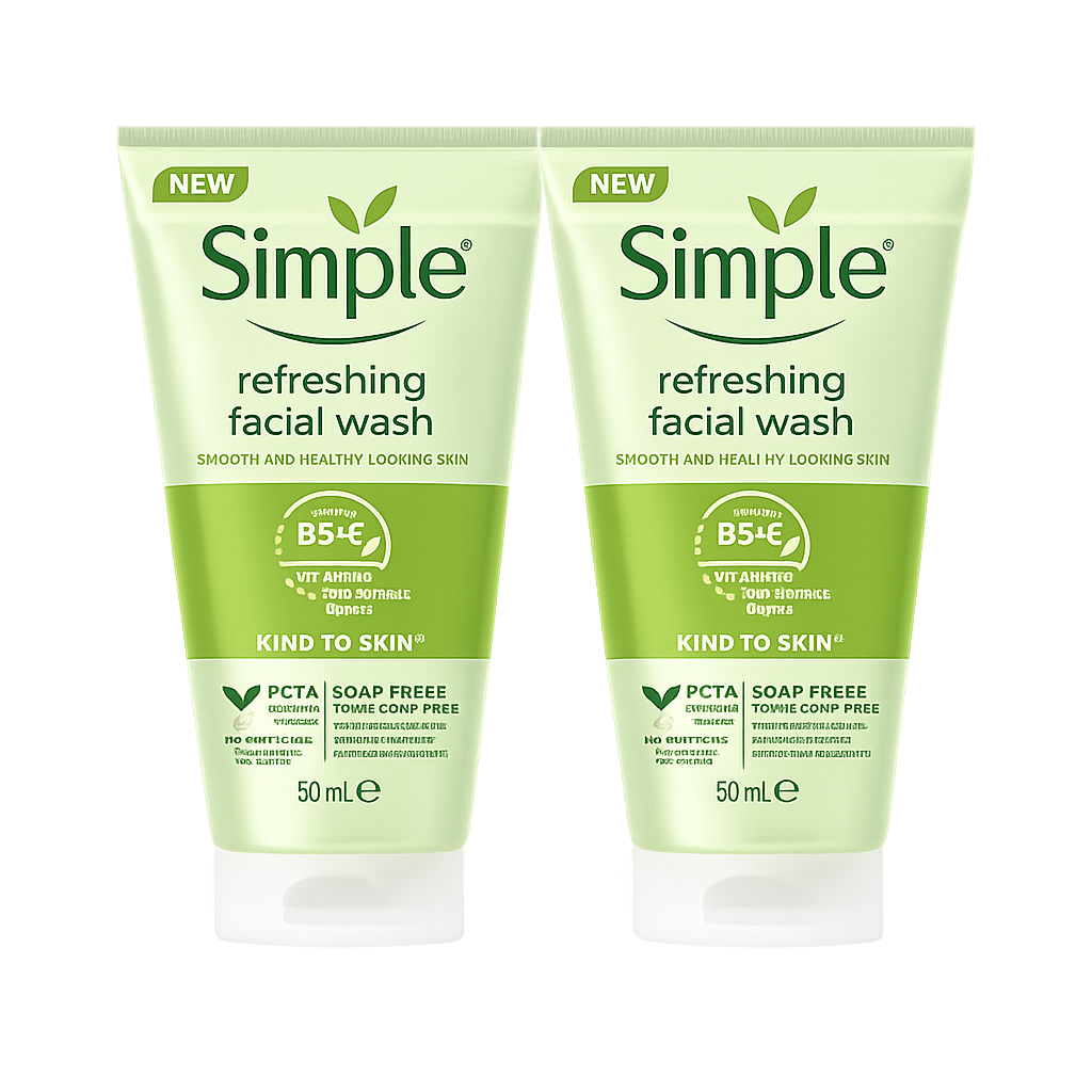 Combo 2 Sữa Rửa Mặt Simple Dành Cho Da Nhạy Cảm, Làm Sạch Da Dịu Nhẹ, Không Gây Kích Ứng Da