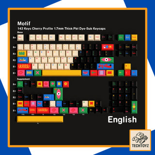 Keycaps Motif Tối Giản - 98 Keys - PBT DyeSub - Cherry Profile