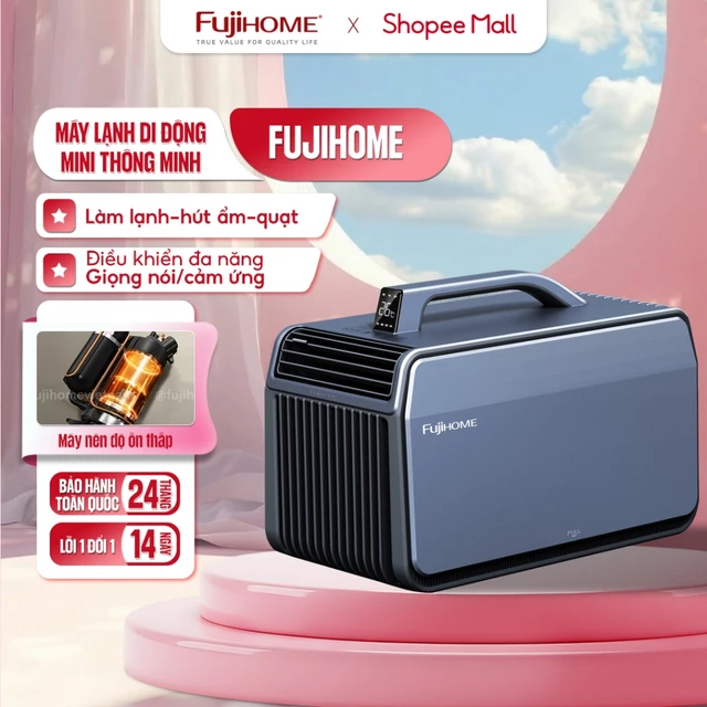 Điều hoà di động thông minh INVERTER FUJIHOME Nhập khẩu tiết kiệm điện, máy lạnh di động mini xách tay dã ngoại du lịch