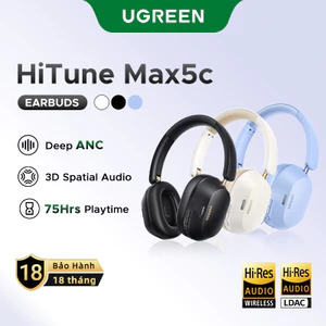 Tai nghe Bluetooth Ugreen Hitune Max5c Hi-Res | Hybrid ANC | Kết nối 2 thiết bị | Bluetooth Chụp Tai Chống Ồn
