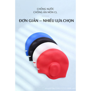 Mũ bơi silicon form lớn chứa tóc dài không đau đầu không gãy tóc chống nước ôm đầu thoải mái