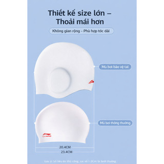 Mũ bơi silicone form rộng dành cho nữ tóc dài chống nước không tuột co giãn 4 chiều dễ đội