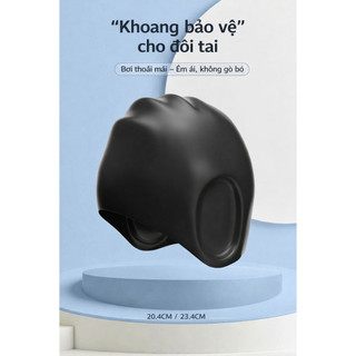 Mũ bơi silicone form rộng dành cho nữ tóc dài chống nước không tuột co giãn 4 chiều dễ đội